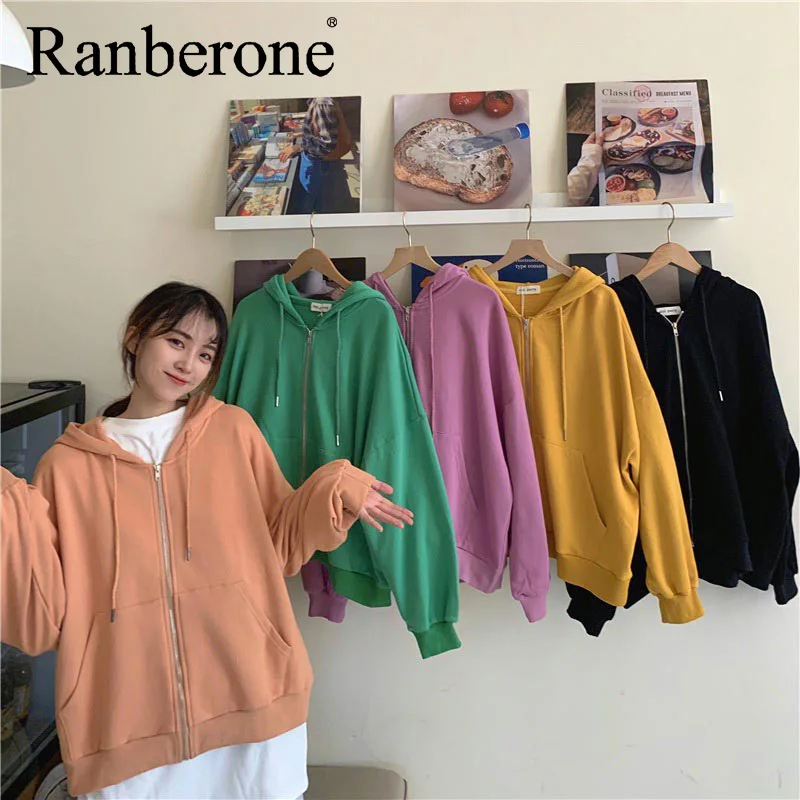 Ranberone Zipper Long Sleeve Running Jacket Women Hoodie Sports Yoga Shirts Fitness Gym Tops Long Sleeves Sportswear Stretch