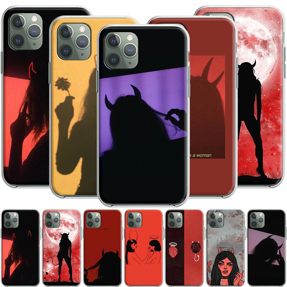 Дьявол женщине эстетическое силиконовый чехол для Apple iPhone 12 11 Pro SE XS X XR Max 8 7 6S 6 Plus 5S