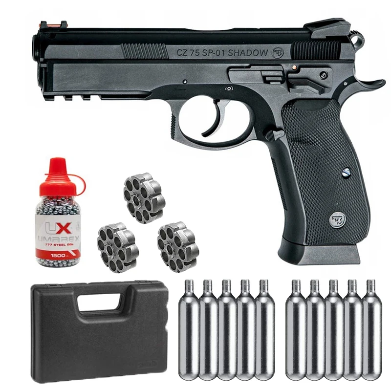 

B CZ SP-01 Shadow Pistolet ASG BB-s+Gun Bullet Converter+10X12 Co2 Tanks+1500Ct Steel Bbs Home Deco Metal Wall Sign Vintage