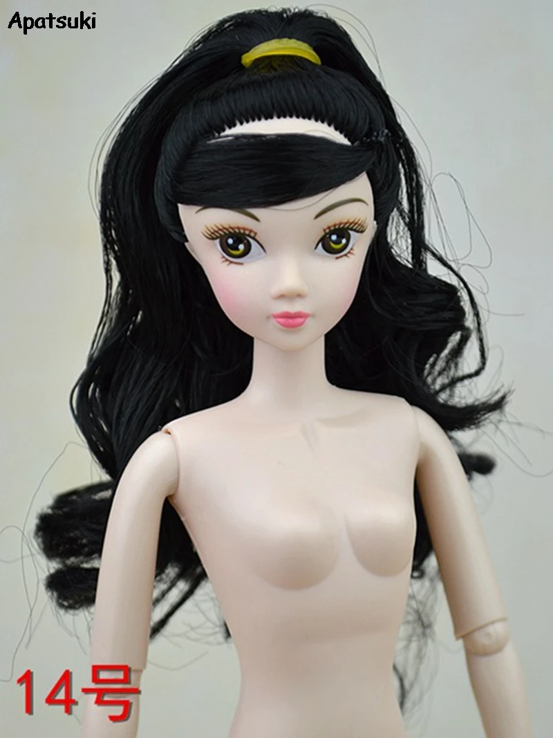 1 шт. подвижный 12 шарнирная голая кукла средства ухода за кожей + черные волосы