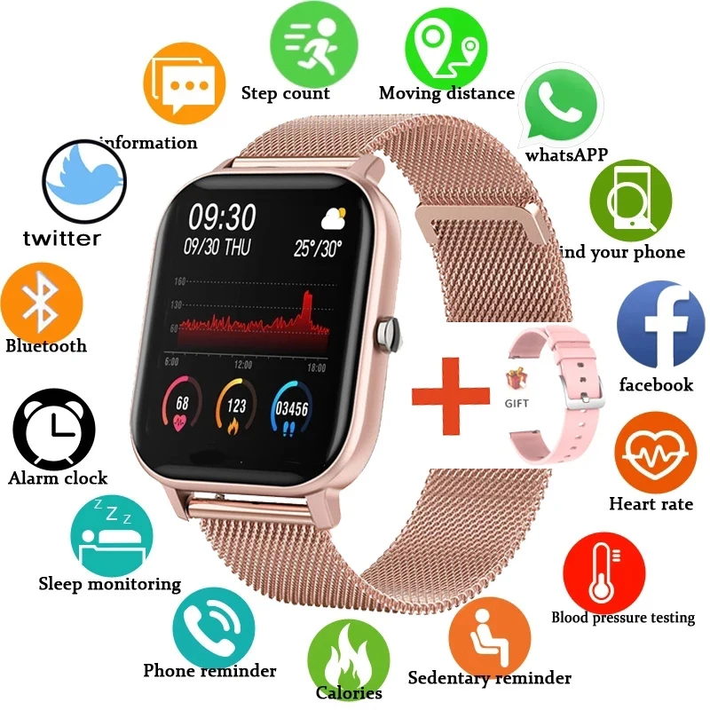 2021 New Full Touch Screen Smart Watch Men Women Sports Multifunction Heart Rate Monitoring Fitness Smartwatch For Xiaomi Huawei