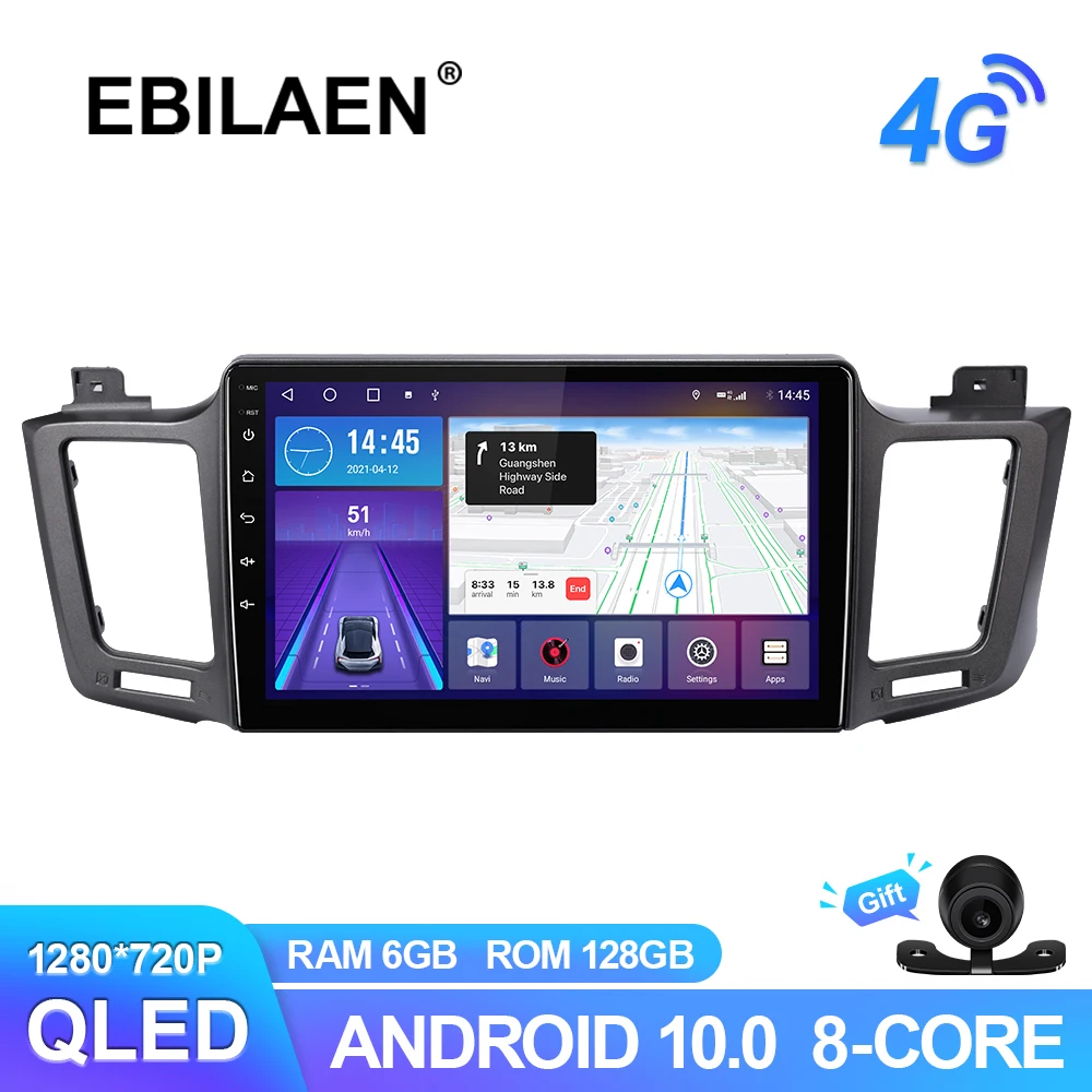 

EBILAEN Car Radio Multimedia For Toyota RAV4 RAV 4 2012-2018 Android 10.0 Autoradio GPS Navigation Wireless Carplay QLED 4G RDS