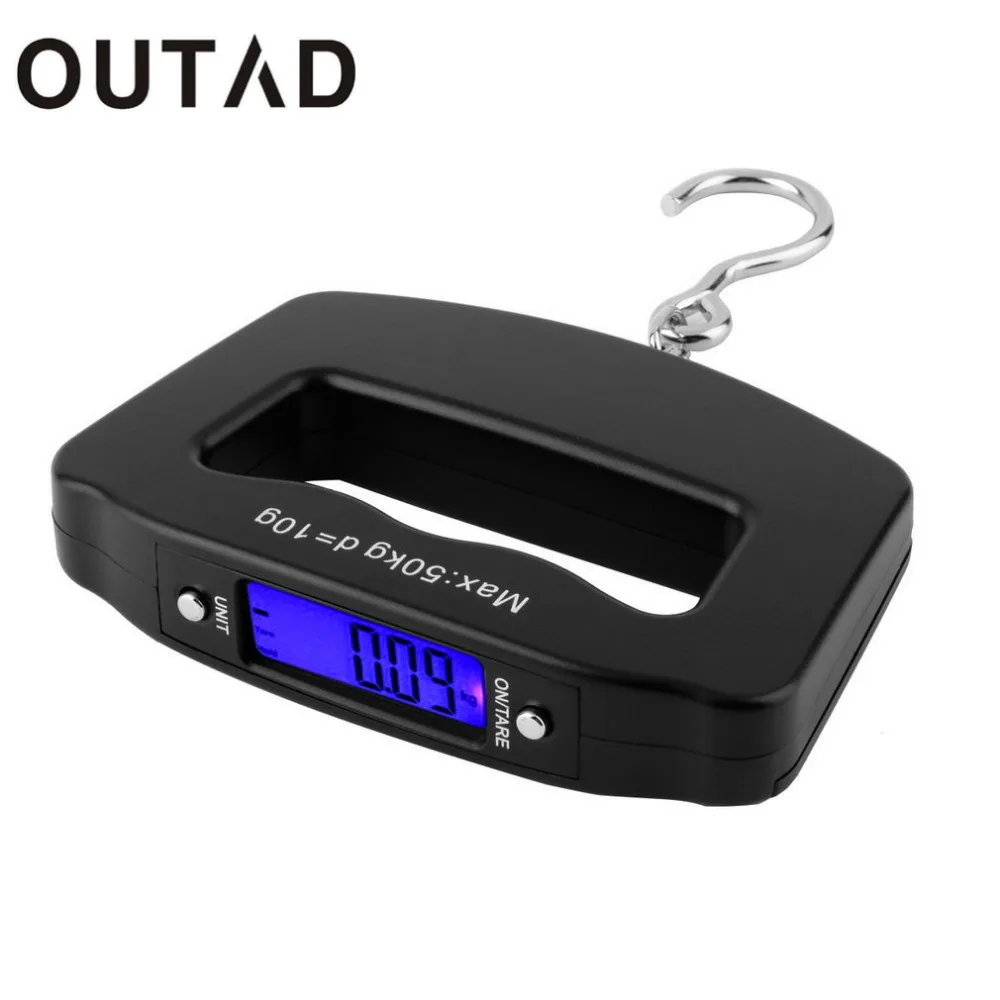 OUTAD 50 кг/10 г lcd Цифровые рыболовные Висячие Электронные весы Карманный крючок мини ручной Вес походные весы