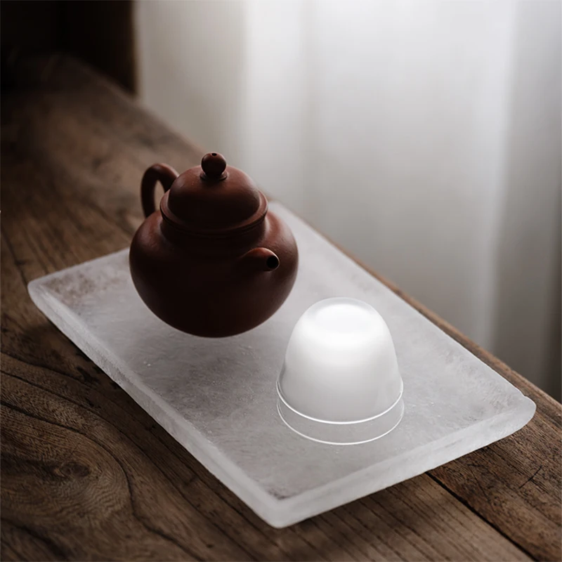 WIZAMONY Handmade Ice Kiln Glaze Tea Tray Trivets Square Water Holder Japanese Style Dry Brew tea Table | Дом и сад