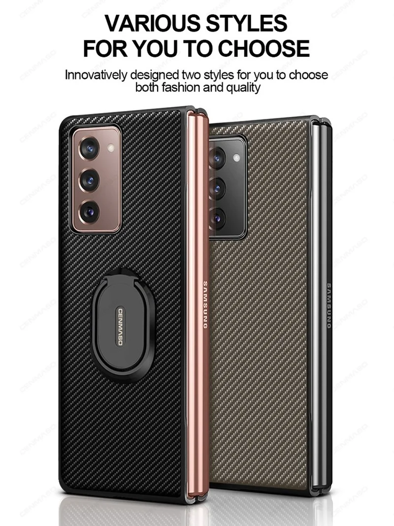 

Carbon Fiber Texture With Holder Leather Back Cover for Samsung Galaxy Z Fold 2 Fold2 Fold 2 5G Shockproof Case