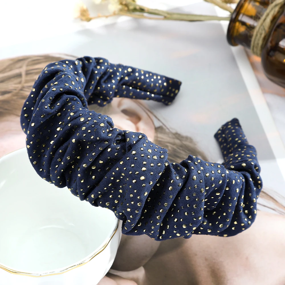 

Haimeikang Large Size Hair Band Women Headbands For Girls Pleated Wide Bezel Hairbands Lady Fashion Rhinestone Hair Accessories