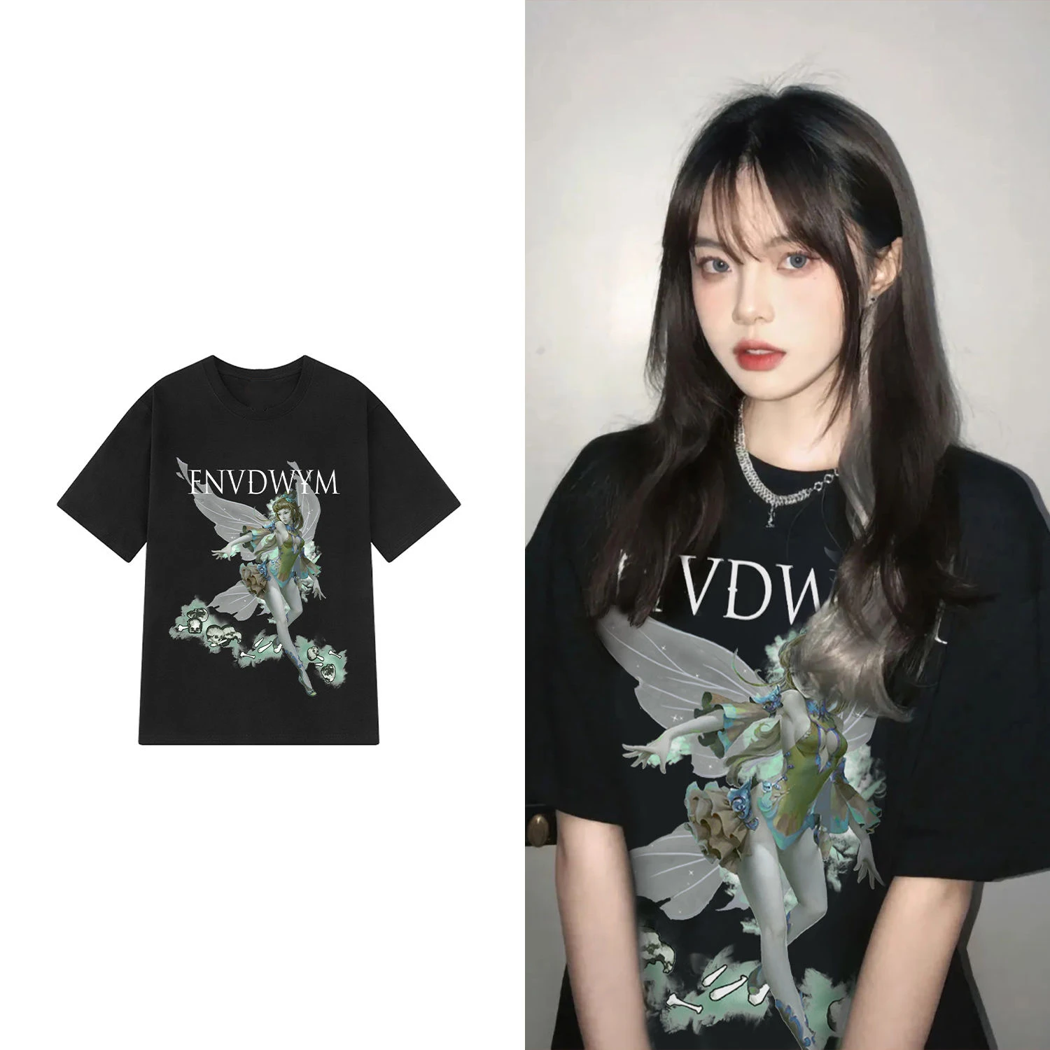 Женский топ в стиле ретро футболка с принтом черепа эльфа готическом уличная