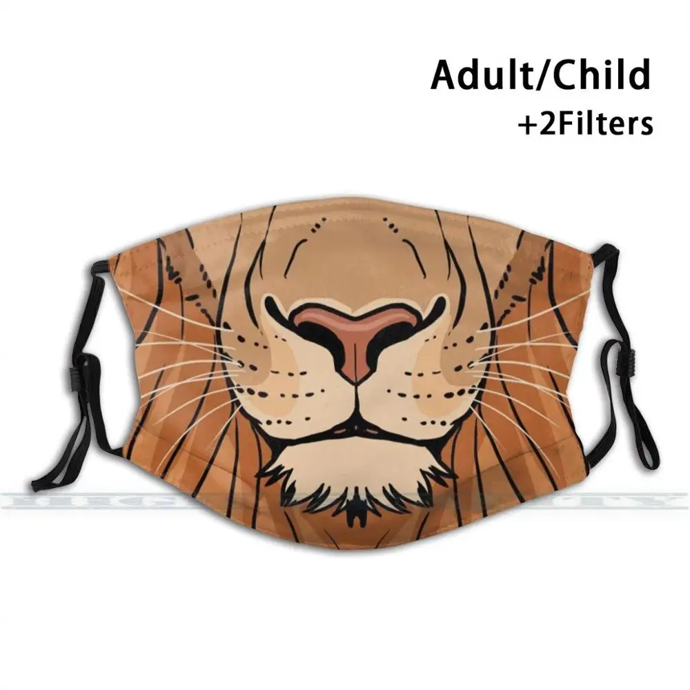 

Tribal Lion Fashion Print Reusable Funny Pm2.5 Filter Mouth Face Mask Tribal Lion Mane Big Cat Cats Feline Large