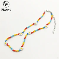 fkewyy pearl necklace for women fashion jewelry punk accessories color pearl necklace korean fashion charm jewelry girl gift