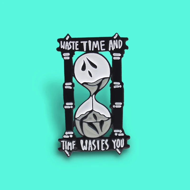 Готический призрак скелет песочные часы брошь потеря времени и время показывает