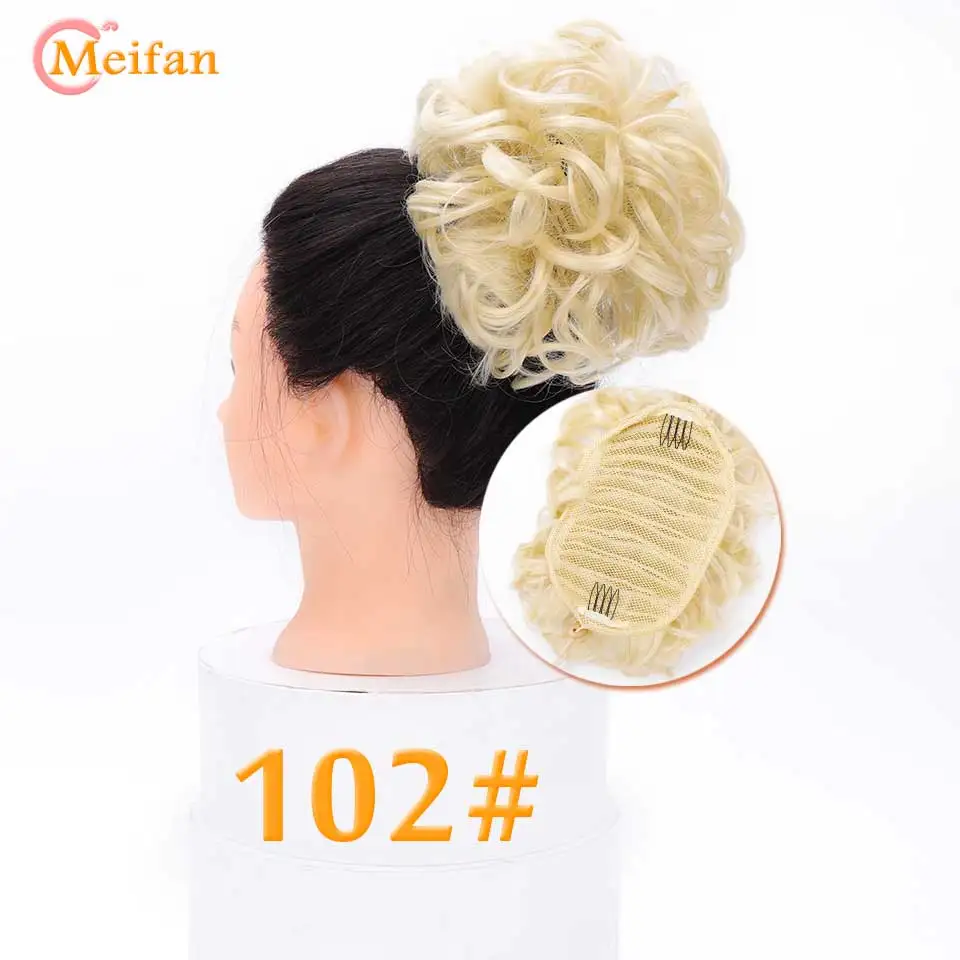 MEIFAN, синтетический пончик, эластичная резинка, шиньон для женщин, твитинг на конском хвосте, волосы для наращивания, искусственные волосы, булочка - Цвет: 102