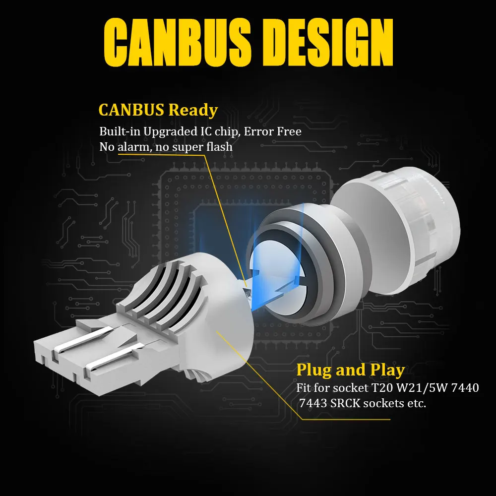 KAMMURI 2 шт. белый Canbus T20 7440 W21W светодиодный светильник для Volkswagen VW EOS MK2 II