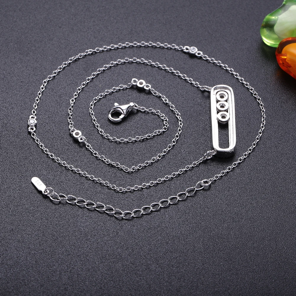 Женское длинное ожерелье из серебра 925 пробы с подвеской движущегося