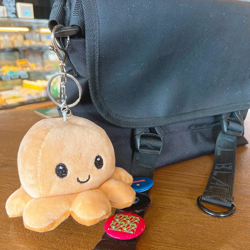 

Cartoon Plush Octopus Keychain Cute Animal Turn Over Charms Doll Keyring Clidren Couples's Holder Bag Car Key Pendant Jewelry