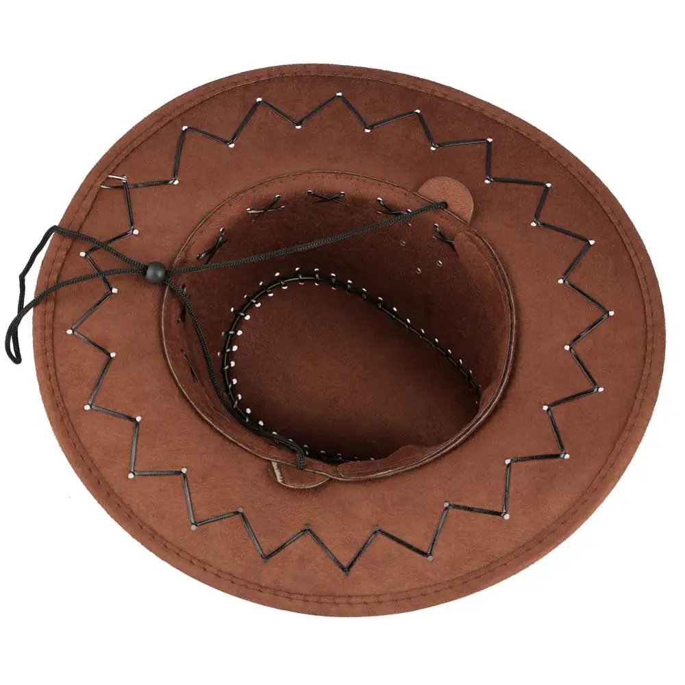 Ковбойская шляпа из кожи для мужчин Джаз Защита от солнца плоский топ шапки