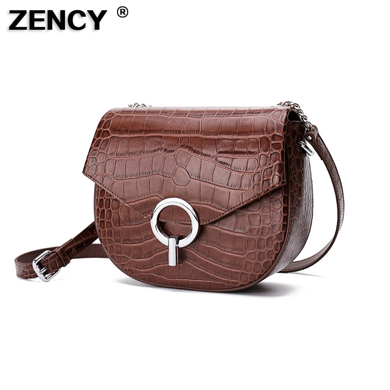 ZENCY 100% натуральная коровья кожа крокодиловый узор классические маленькие сумки