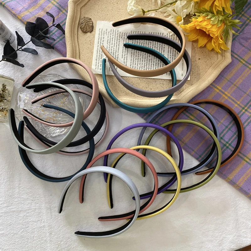 Женский корейский однотонный обруч для волос ярких цветов простая губка повязка