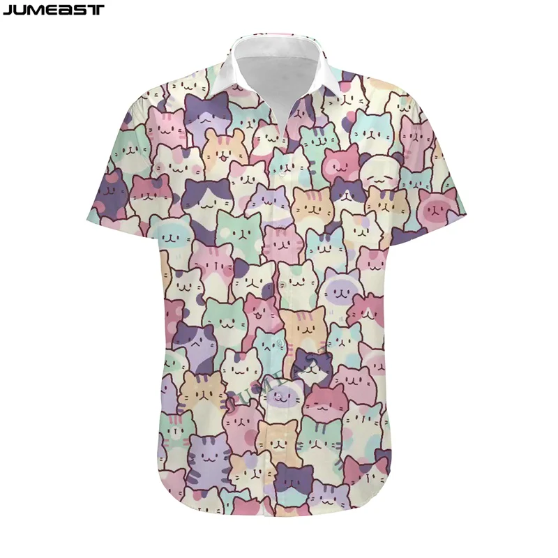 Jumeast Men Women 3D T-Shirt Oversized Female Cartoon Lovely Animal Cat Streetwear Funny Short Sleeve T Shirt Hawaii Tops Tees | Мужская