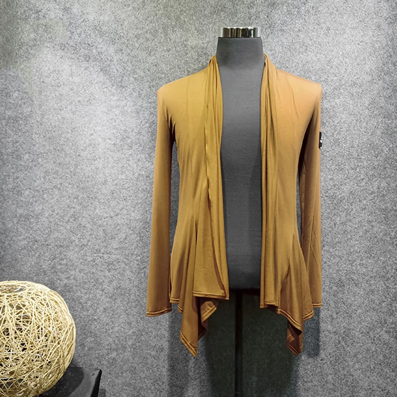 

New Latin Dance Tops For Men Black Long Sleeve Coat Tango/Ballroom/Rumba Male Latin Dance Competition Clothes Cardigan VDB441