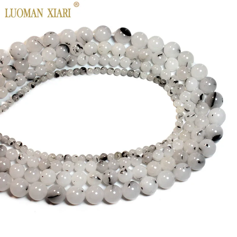 Wholesale Black Rutilated Quartz Round Natural Stone Beads For Jewelry Making DIY Bracelet Necklace 4/6/8/10 mm Strand 15'' |