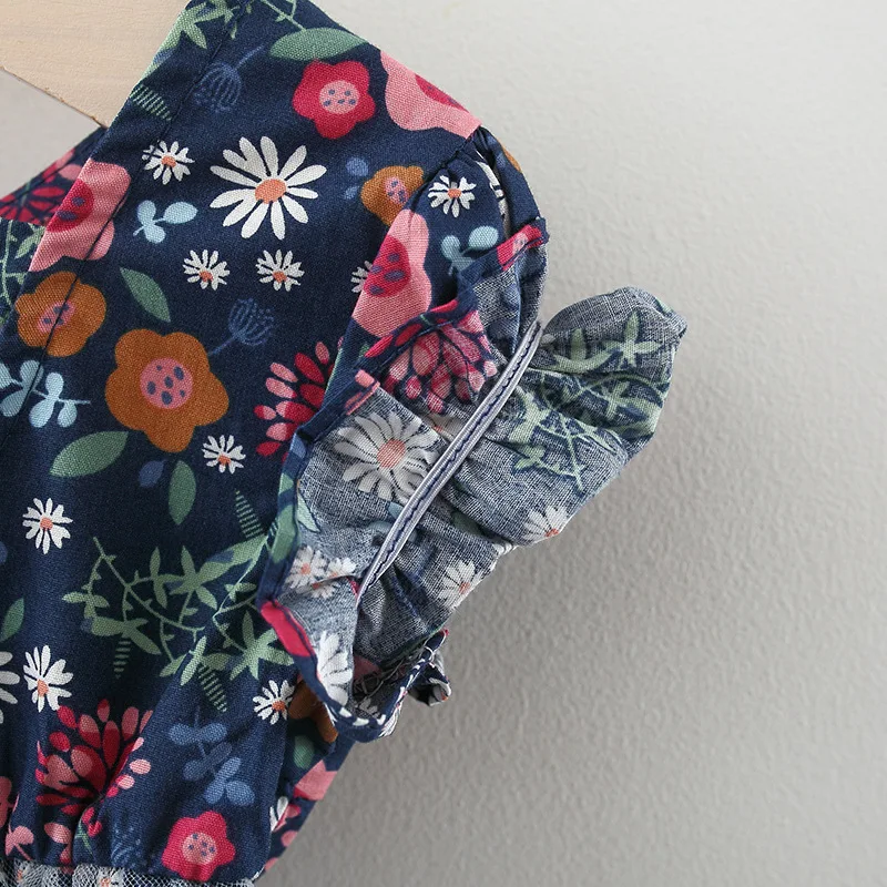 

Baby Girls Princess Dress 2021 Summer Kids Lace Flower Print Vestidos Short Sleeve Infant Baby Clothes Party Suits