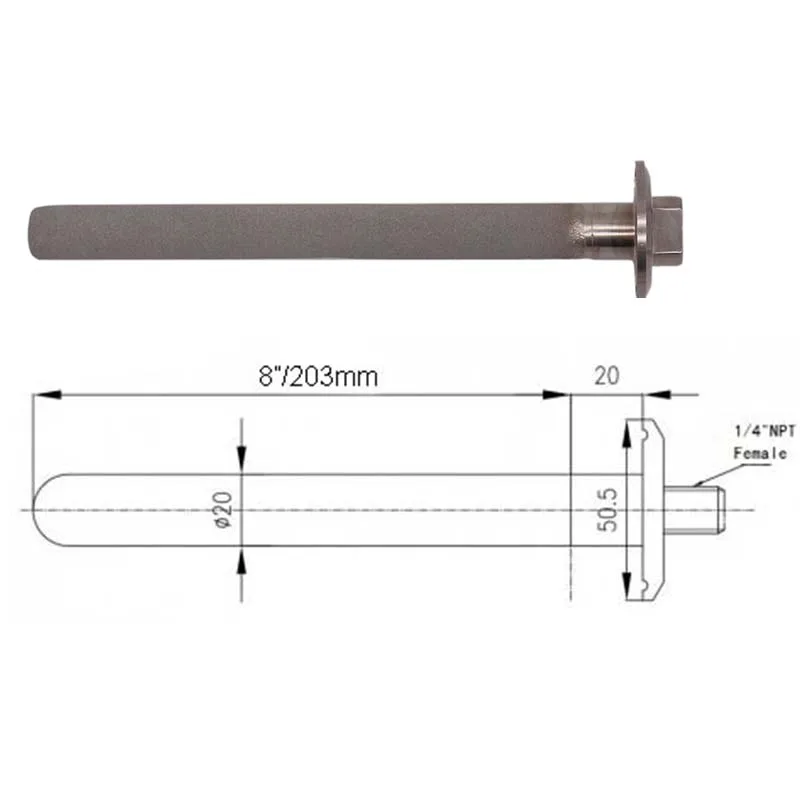 Карбоновый камень 1 5 &quotTri Clamp 8&quot/203 мм L аэрационный 2 0 микрон 1/4 &quotFNPT 316 ферментер