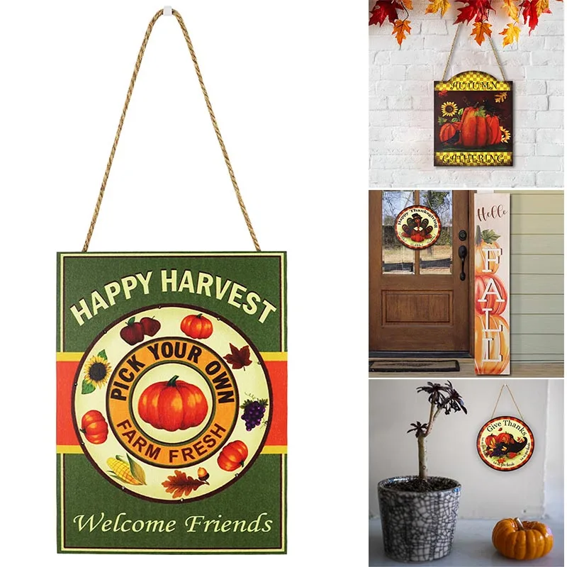 

Door Pendant Thanksgiving Day Wooden Pumpkin Turkey Led Lamp Door Listing Indoor and Outdoor Decorations DC156