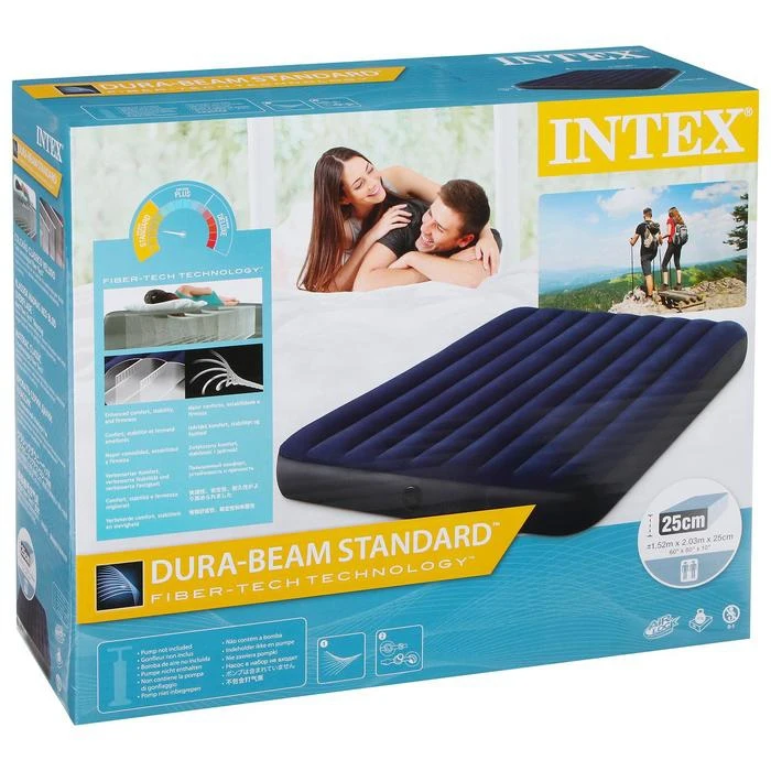 Матрас надувной Classic Downy Fiber-Tech 152 х 203 x 25 см 64759 INTEX | Мебель