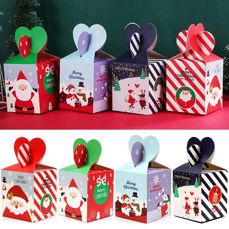 

10Pcs/lot Christmas Trees Candy Box Party Favors Christmas Presents Apple Chocolate Cookie Box Packaging Supplie Packing Box