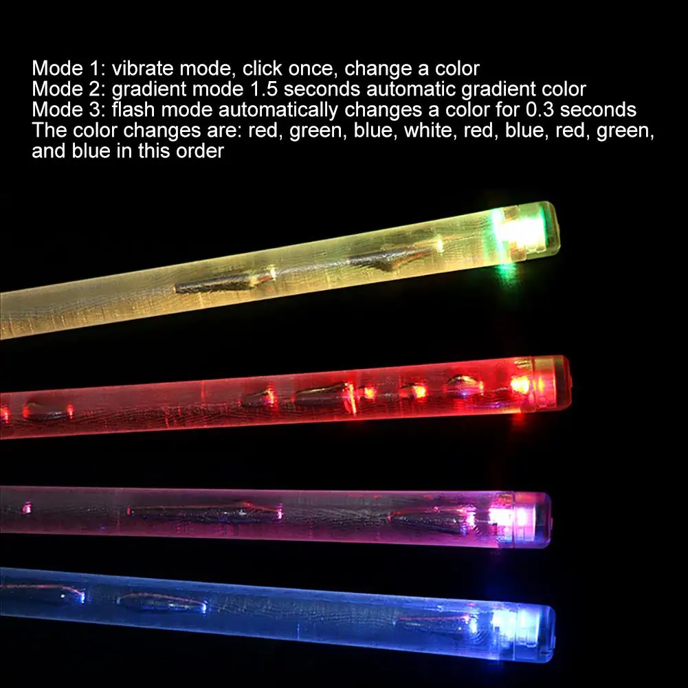 

3 Modes 7A/5A Nottilucenti Glow in The Dark Stage Flashing Colorful LED Performance Portatile Drum Sticks Percussion Mallets