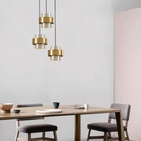 golden led pendant lights luxury glass hanging lamp for bedside bar counter living room decoration modren indoor pendant lights