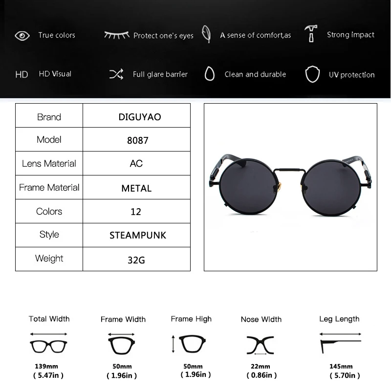 Oculos de sol feminino женские красные очки круглые стимпанк металлические пружины Поляризованные солнечные ретро-очки мужские uv400 Высокое качество