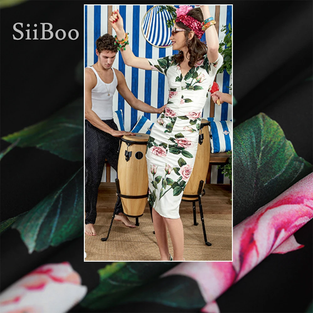 Женская рубашка из натурального шелка черно-белая летняя 16-18 мм с французским