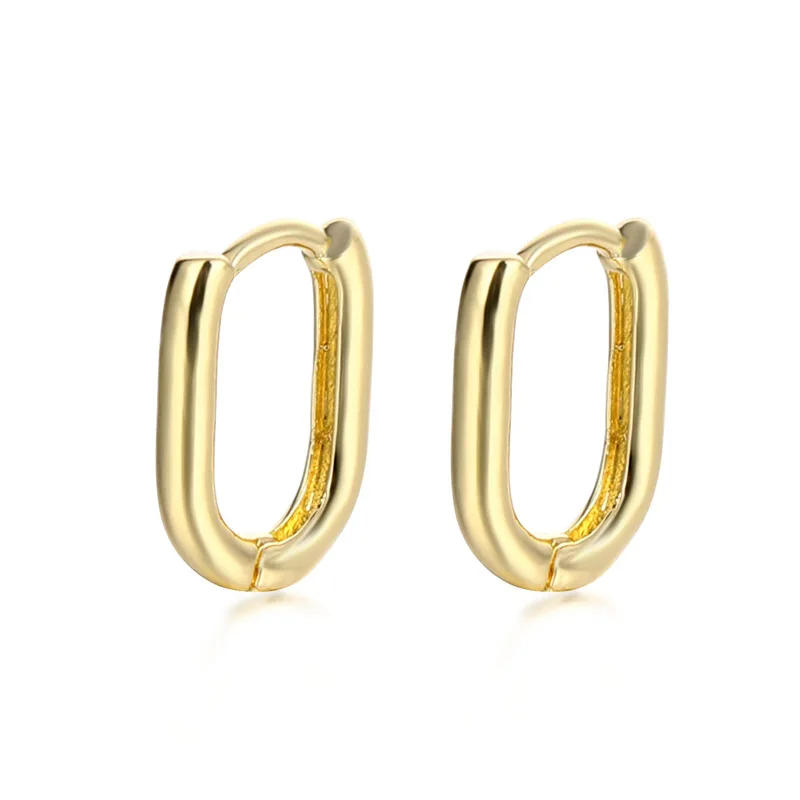 

French U-Shaped Earrings Cold Dust Retro Geometric Elliptical Ring Circular Ears Cold Bronze Gold-Plated Glutinous Wholesal