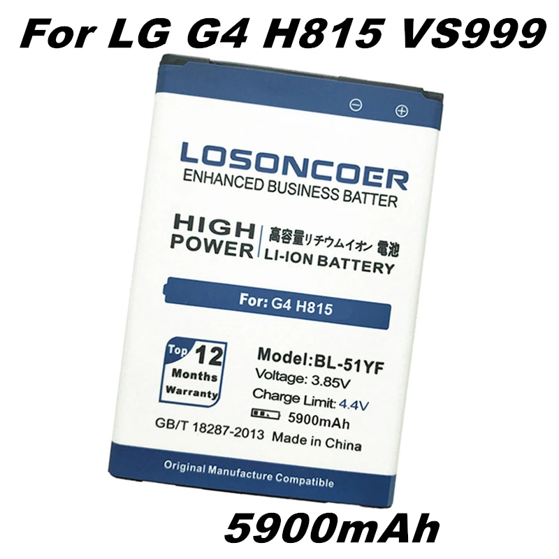 LOSONCOER 5900 мА/ч, BL-51YF BL-51YH Батарея для LG G4 Батарея H811 H810 VS999 V32 VS986 LS991 F500 F500S F500L H815 H81 H818 H819