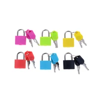 1pcs small mini strong steel padlock waterproof travel suitcase diary lock 2 key colored plastic case padlock decoration