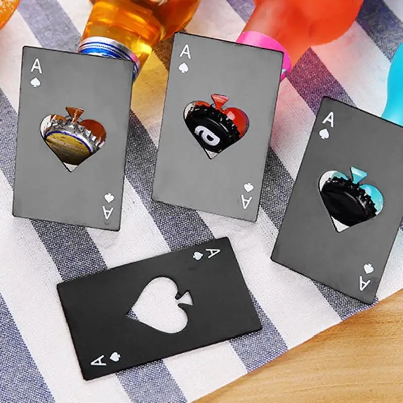 Black Stainless Steel Ace of Spades Card Novelty Beer Bottle Opener Poker Mini Spade A Personalize | Дом и сад