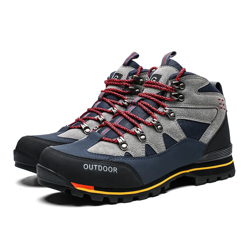 

Мужские кожаные ботинки Нескользящие кожаные кроссовки уличные Водонепроницаемые зимние ботинки осенние прочные мужские походные ботинк...