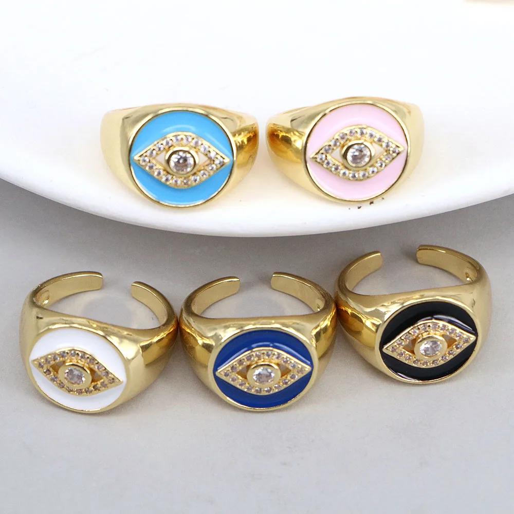 

10 шт., Золотое эмаль, регулируемое Открытое кольцо, подарок для нее