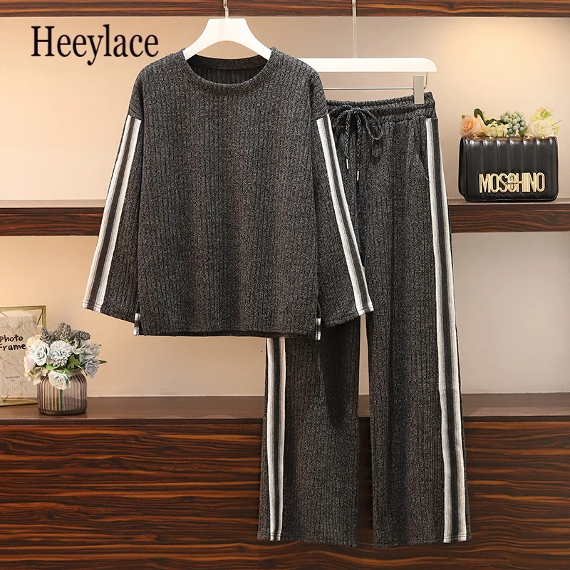 Женский спортивный костюм большого размера плюс 5XL широкие штаны толстовка +