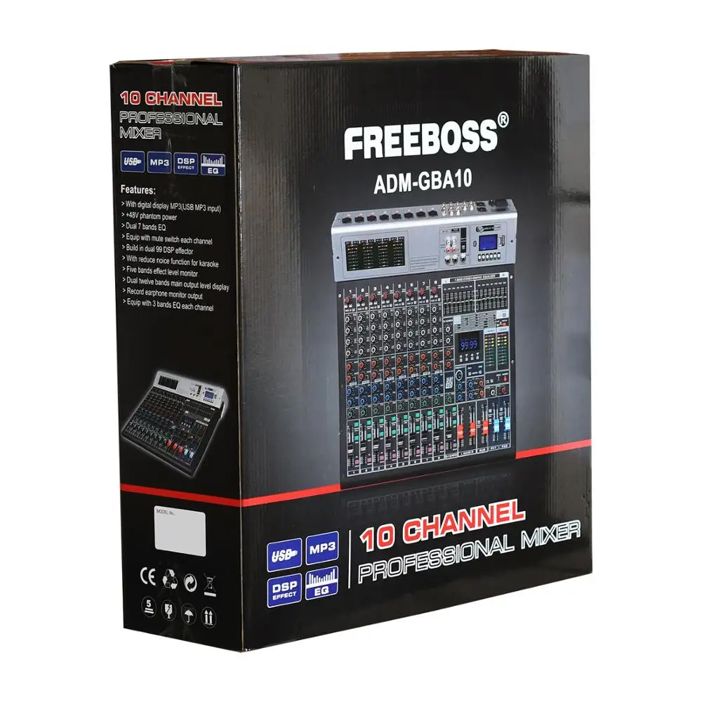 Freeboss ADM GBA10 10 каналов 48В Мощность Repaeat эффект USB Play & Запись Bluetooth караоке диджейский