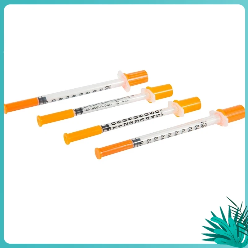 

1ml Disposable plastic sterile insulin syringe Orange Cap Plastic Liquid Dispenser 10pcs/20pcs/50pcs/100pcs