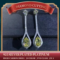 fashion 2021 trend water drop diamond cut yellow 2 0 carat high carbon diamond pendant earrings d color glamour wedding party gi