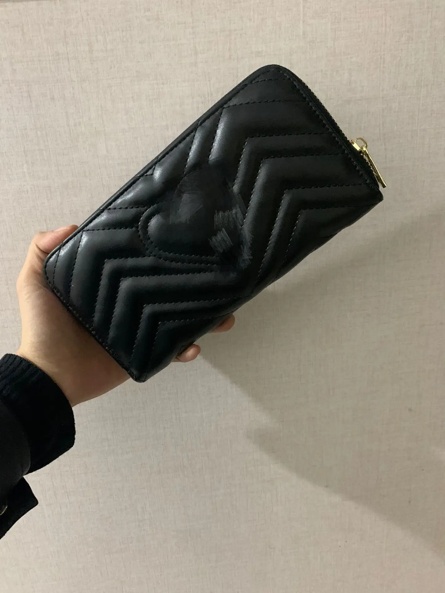 

2020 new fashion long clutch leather texture mobile phone bag rhombic soft two fold clutch long wallet