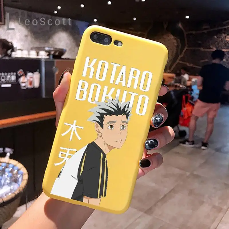 

haikyuu Poster volleyball Japan anime Phone Case Yellow Candy Color for iPhone 6 7 8 11 12 s mini pro X XS XR MAX Plus