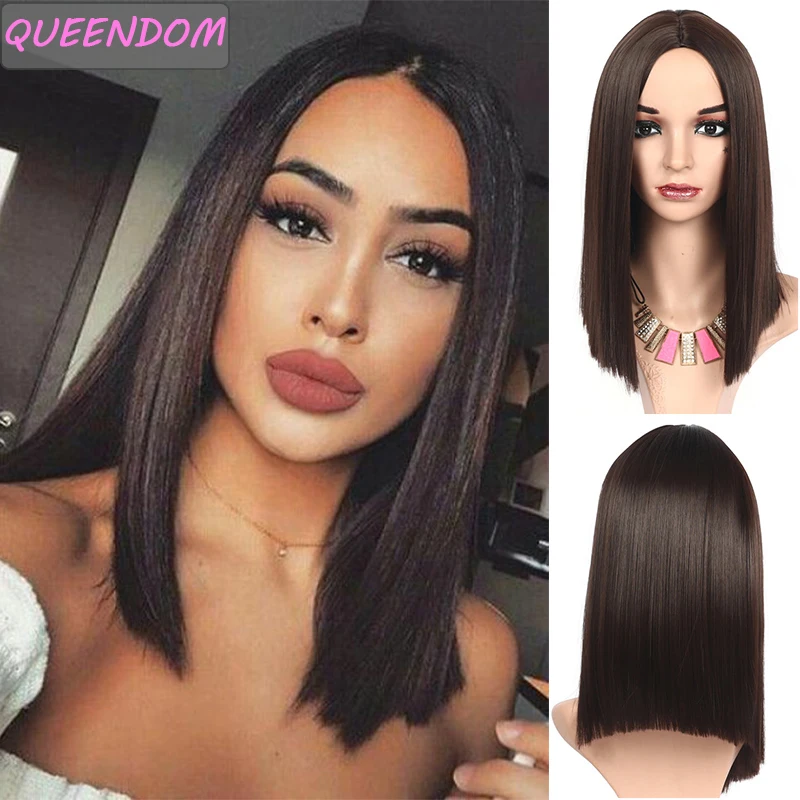 

Short Straight Bob Wig Ombre Brown Blonde Pink Blunt Cut Bob Wigs Natural Middle Part Synthetic Afro Cosplay Hair Wig for Women