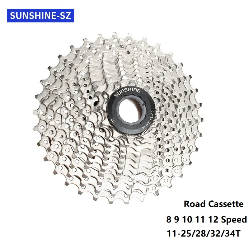 

SUNSHINE Road Bike 8/9/10/11/12 Speed Cassette 11-25T/28T/32T/34T Bicycle freewheel Bike Sprocket Road flywheel for Shimano SRAM