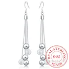 Серьги из серебра 925 пробы, свадебные украшения, аксессуары, корейские длинные висячие серьги-кисточки с пятилинейными песочными бусинами для женщин 2020
