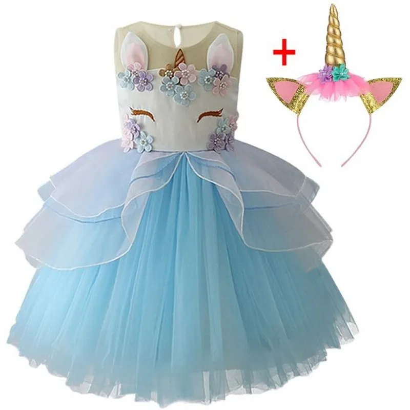 Unicorn Dress Christmas Kids Dresses For Girls Moana Elsa Costume Princess Children Birthday Party fantasia | Детская одежда и