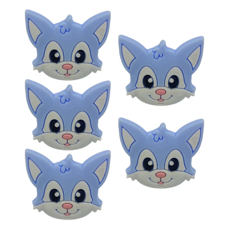 

5 Pcs/Pack Baby Cartoon Animal Shape Teether Silicone Beads Molar Soother Toys